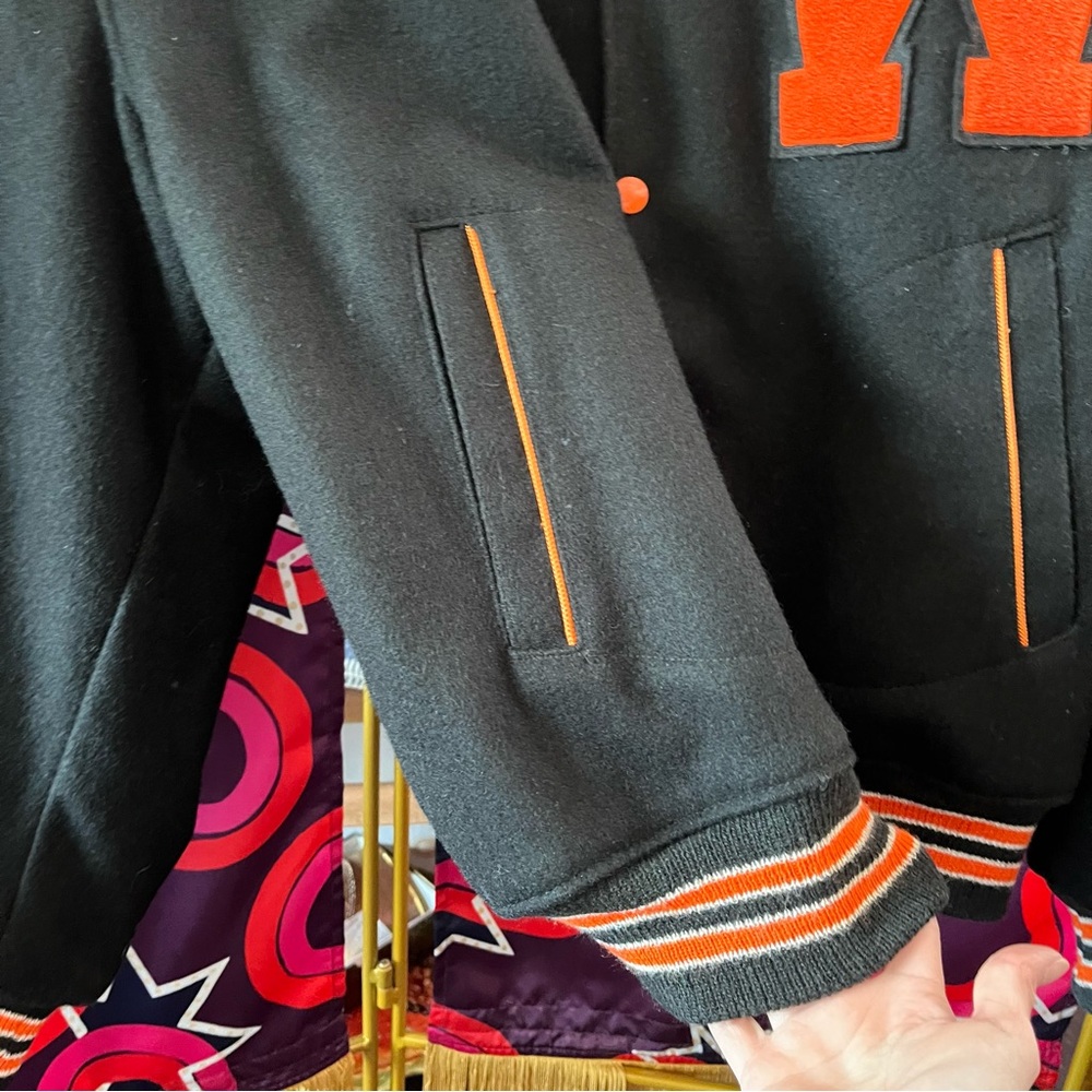 1960s Vintage Wayland Varsity Jacket Minute Man Wool Black Orange W Letterman 44 - Picture 4 of 12